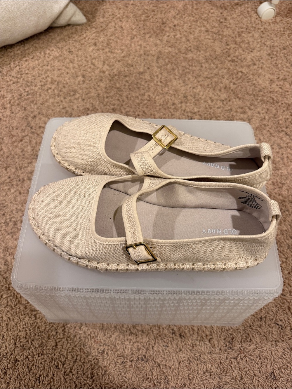Old Navy Beige Mary Jane Espadrille Flats with Buckle